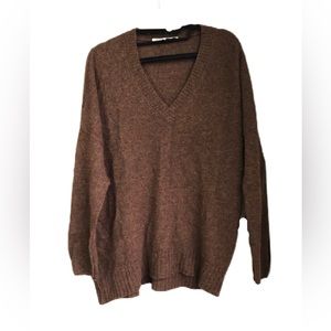 NakedCashmere Marled Brown Cashmere V Neck Sweater Size L